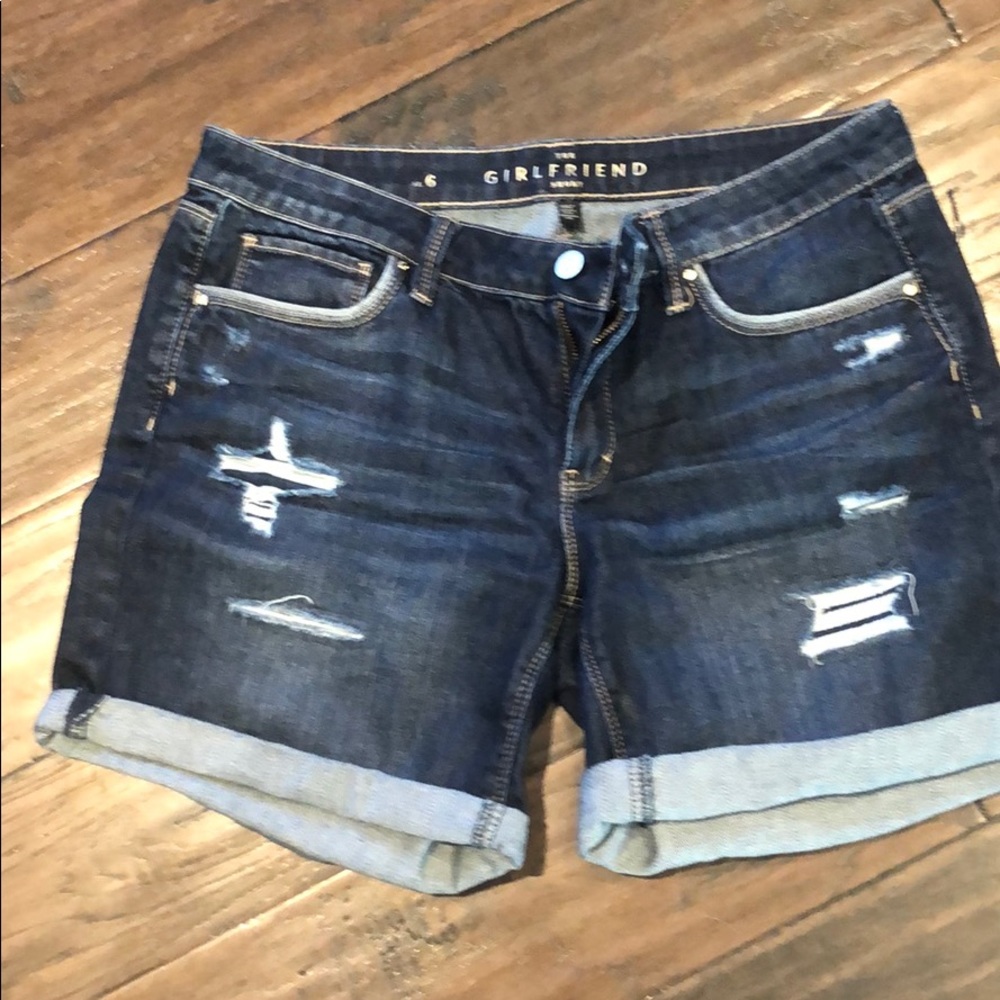 Distressed jean shorts